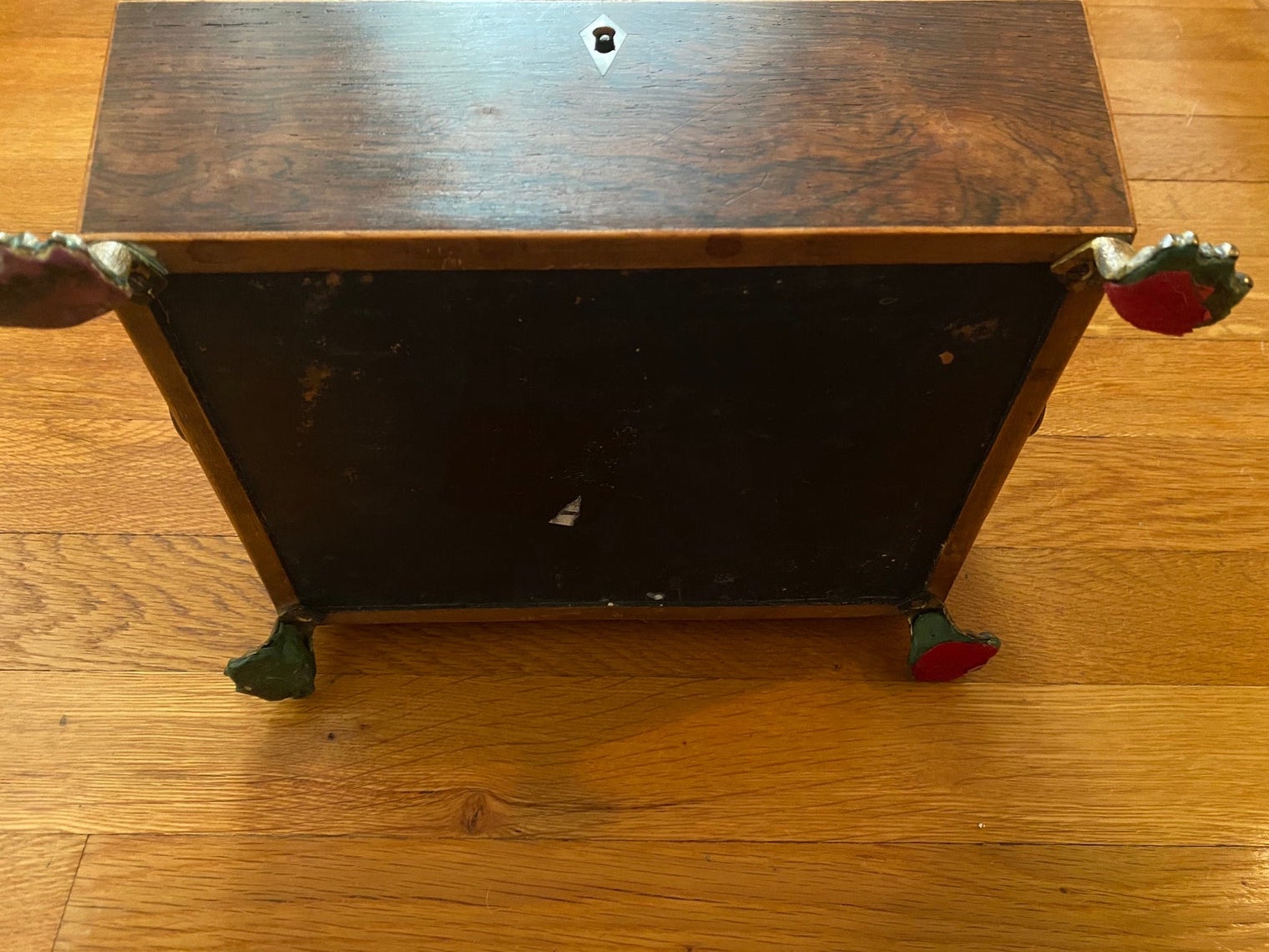 antique small inlaid wood casket box - view 10