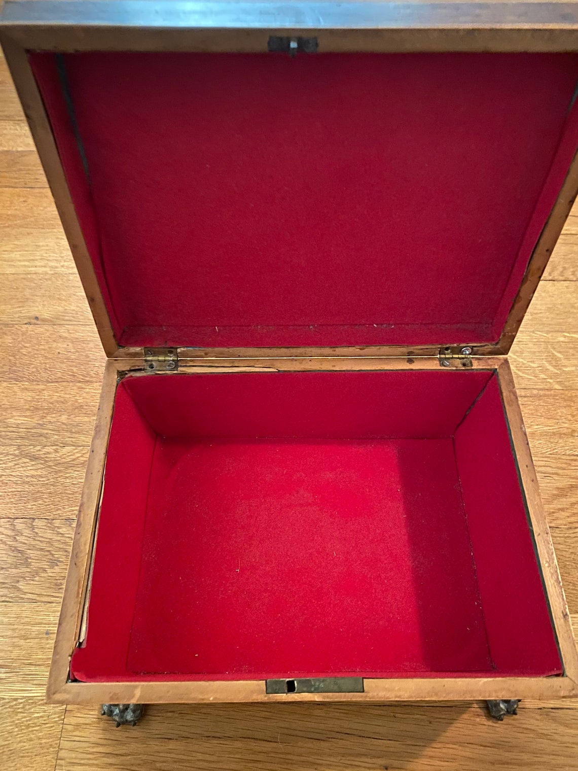 antique small inlaid wood casket box - view 2