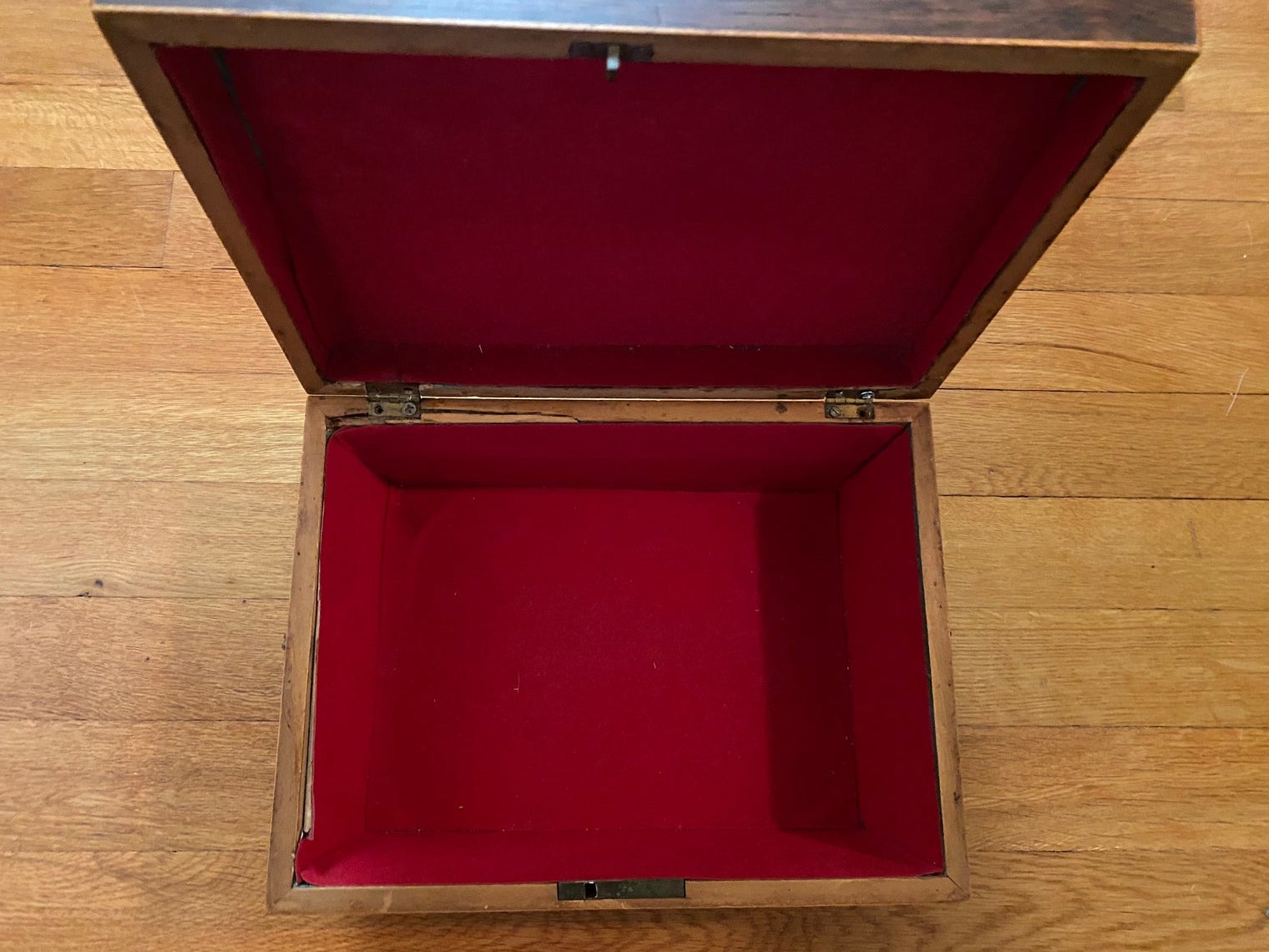 antique small inlaid wood casket box - view 3