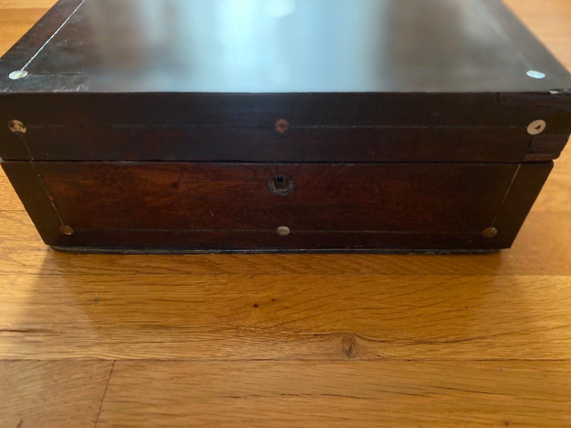 antique rosewood jewelry sewing box - view 3