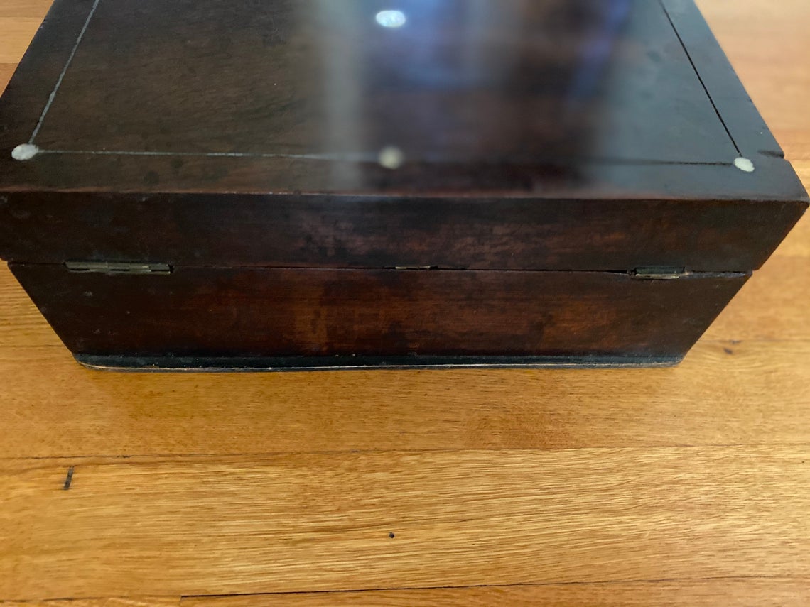 antique rosewood jewelry sewing box - view 4