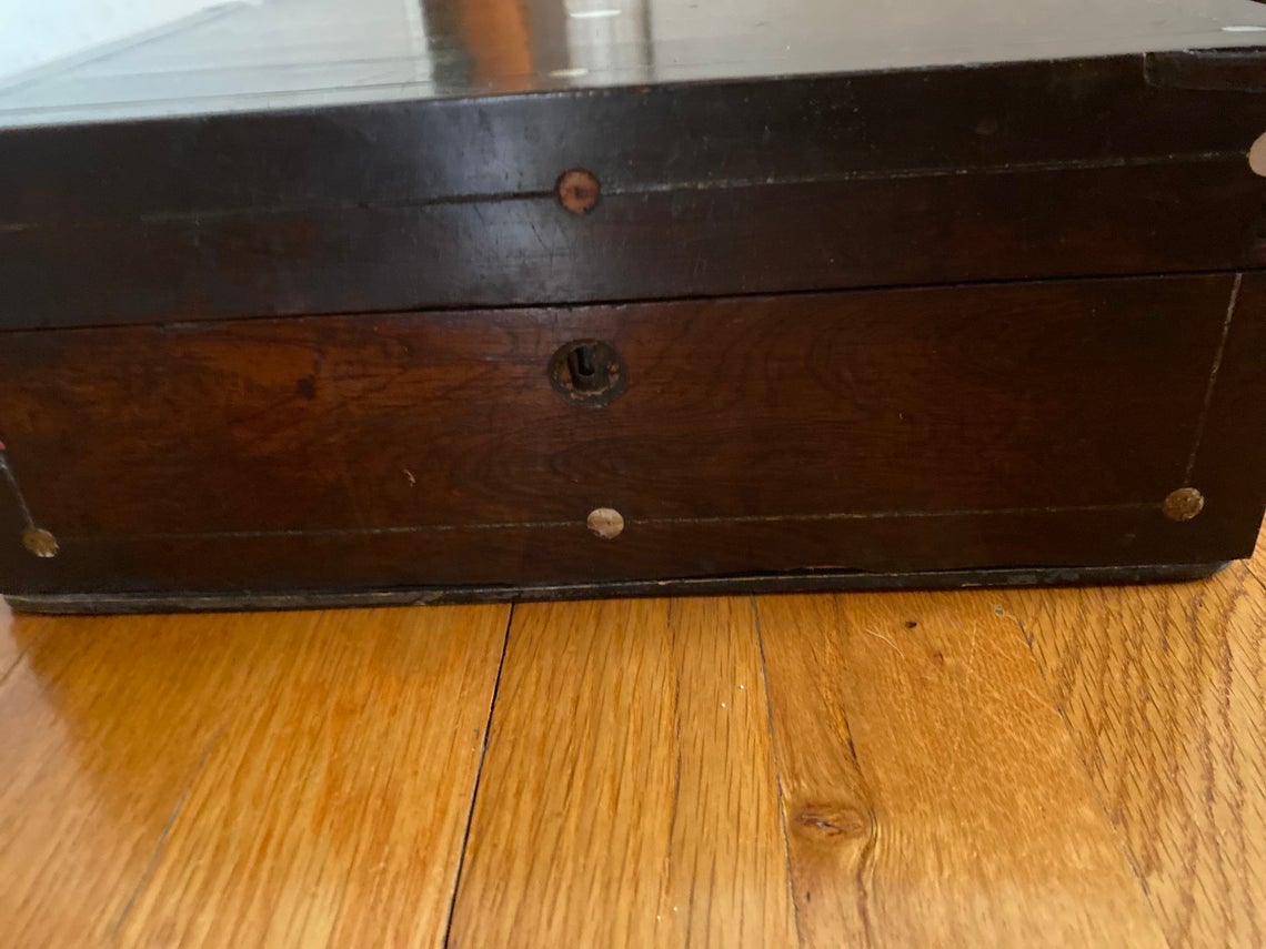 antique rosewood jewelry sewing box - view 5