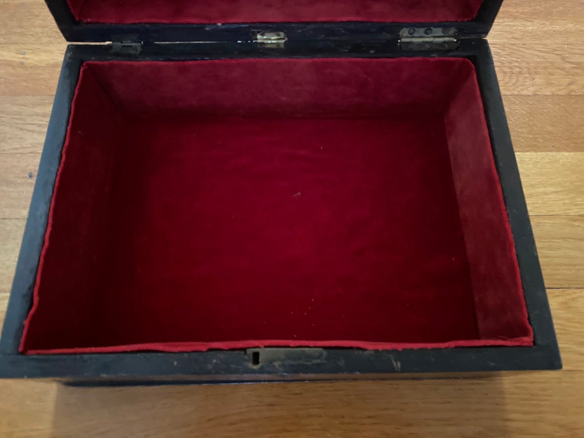 antique rosewood jewelry sewing box - view 9