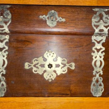 antique english lap desk with metal decorations - view 2