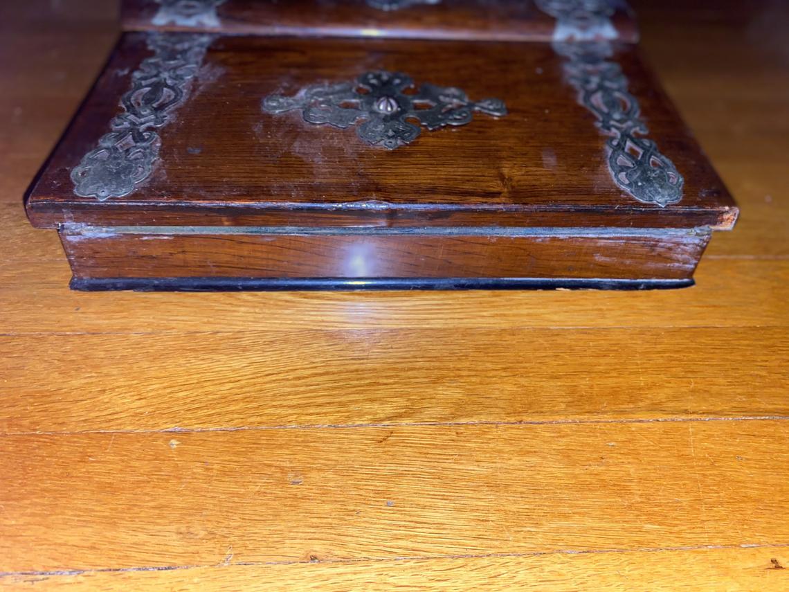 antique english lap desk with metal decorations - view 5