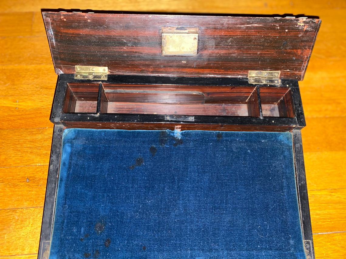 antique english lap desk with metal decorations - view 7