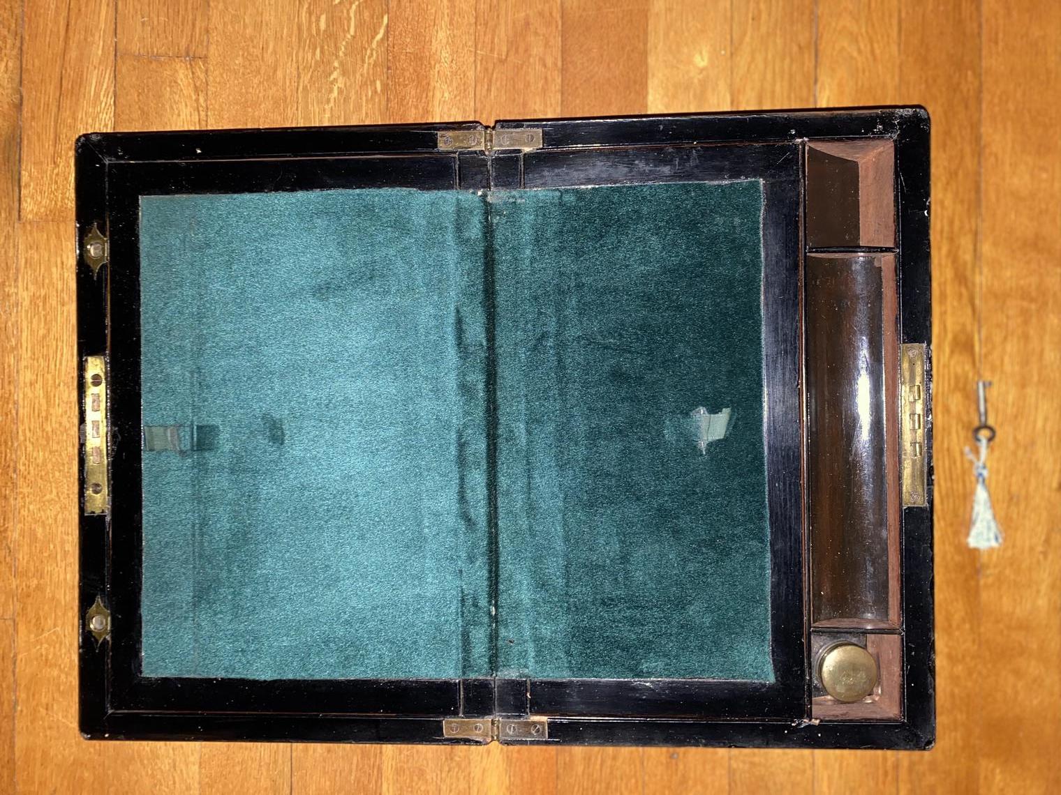 burr walnut writing slope mop abalone banding - view 2