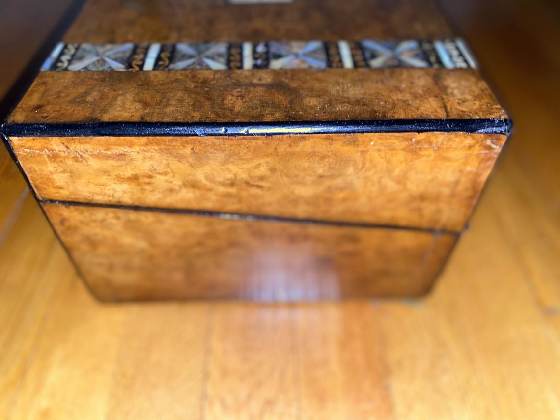 burr walnut writing slope mop abalone banding - view 5