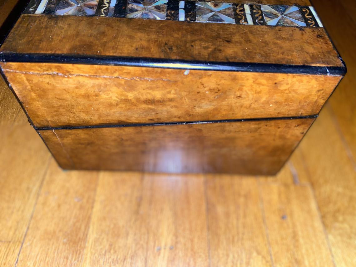 burr walnut writing slope mop abalone banding - view 6