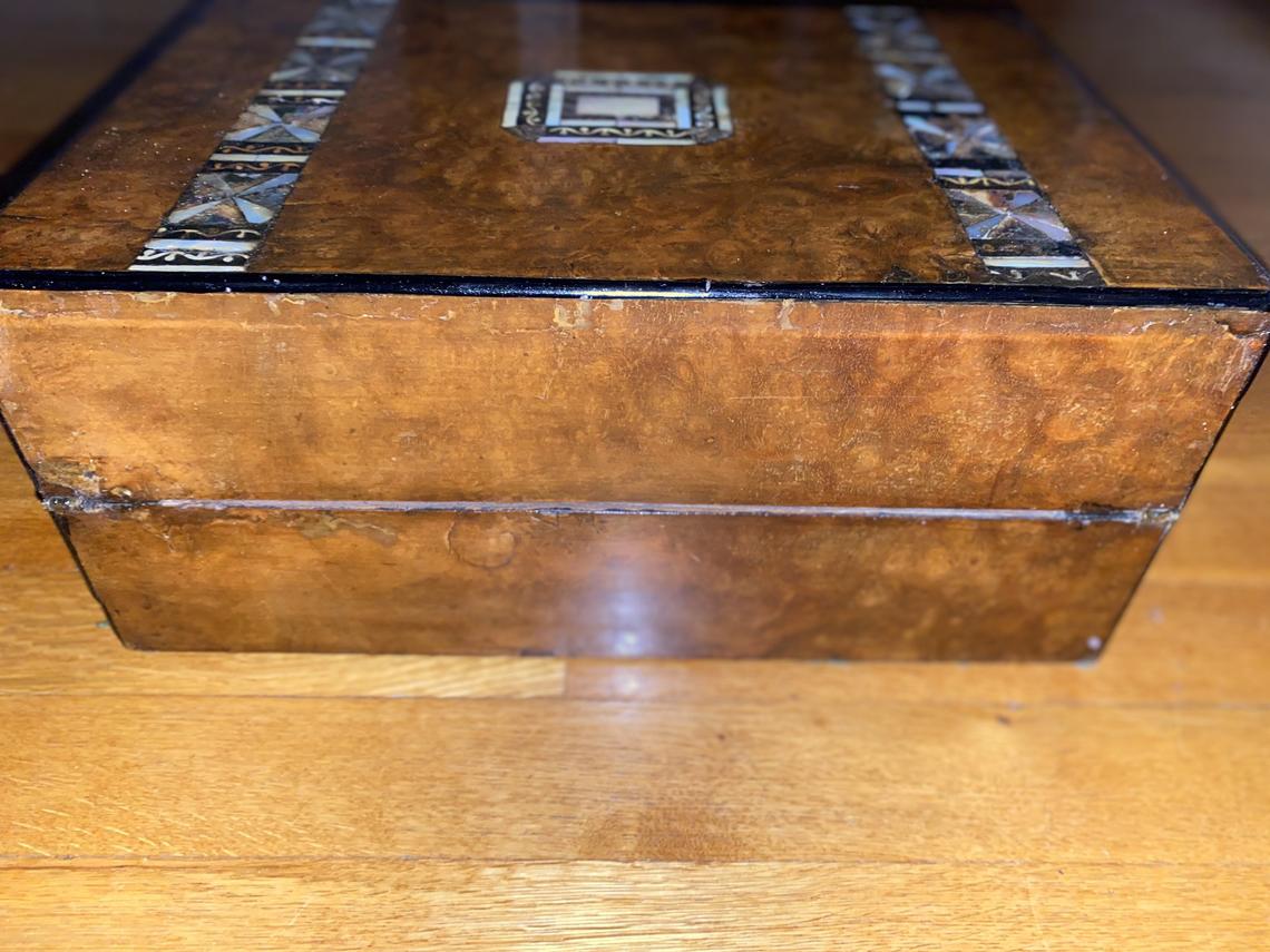 burr walnut writing slope mop abalone banding - view 7