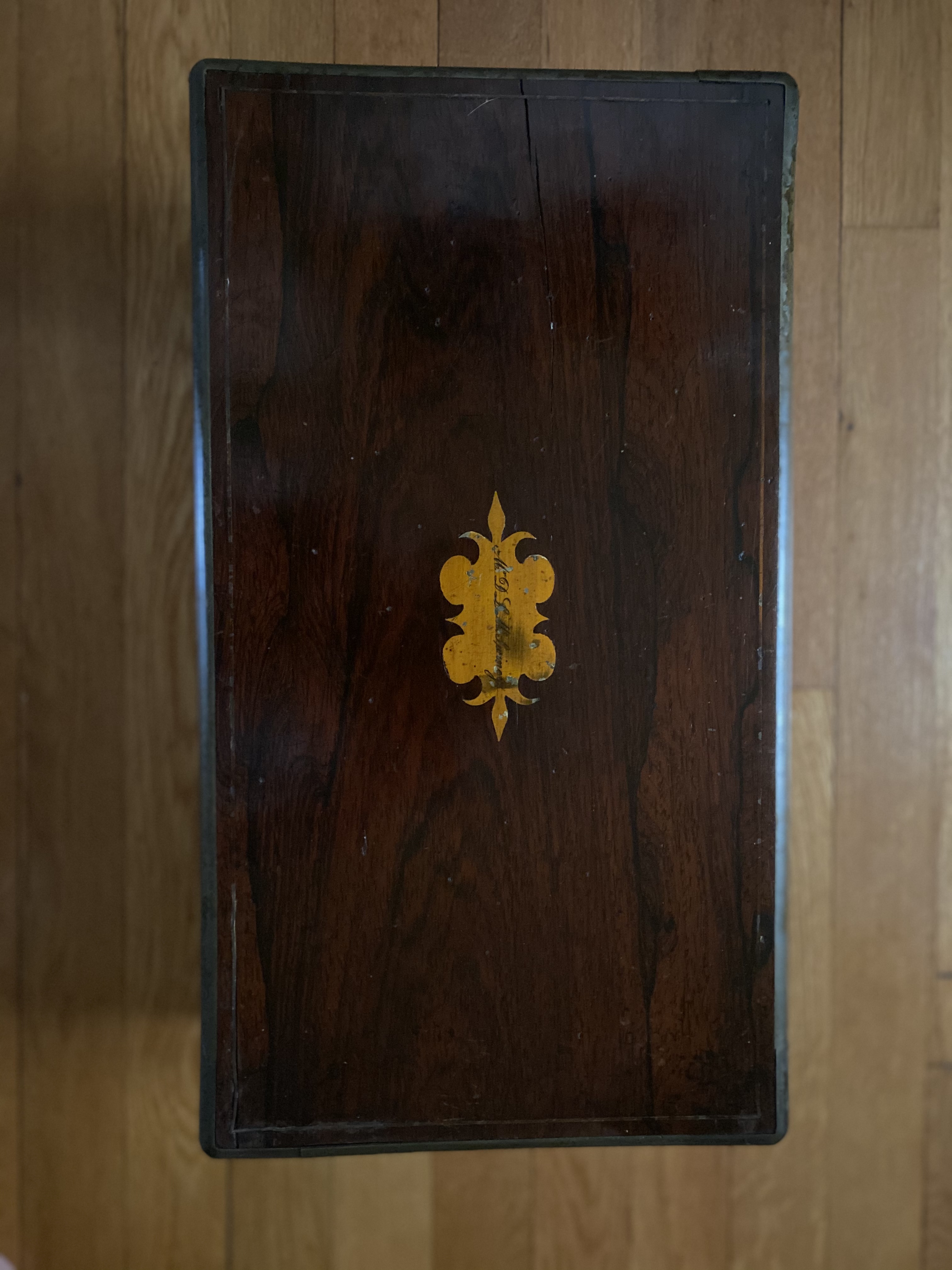 Antique Victorian Rosewood Lap Desk - Top of Desk