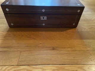 Antique Lap Desk with Green Velvet Slope